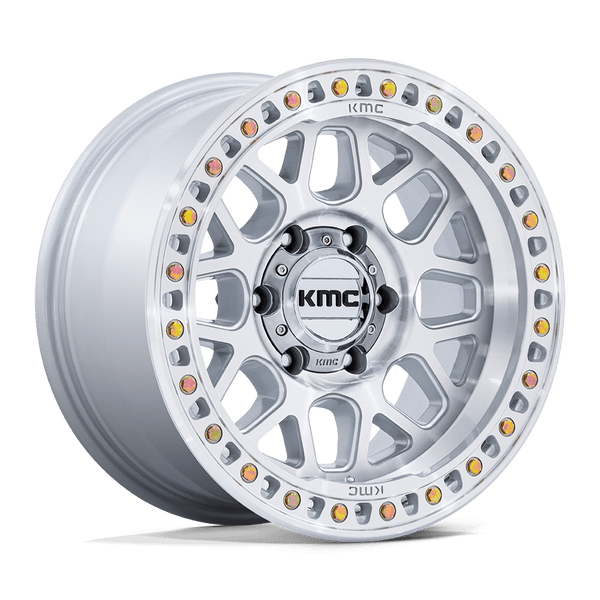 KMC Km549 Grs 18X9 6X139.7 +18MM Gloss Silver W/ Machined Face