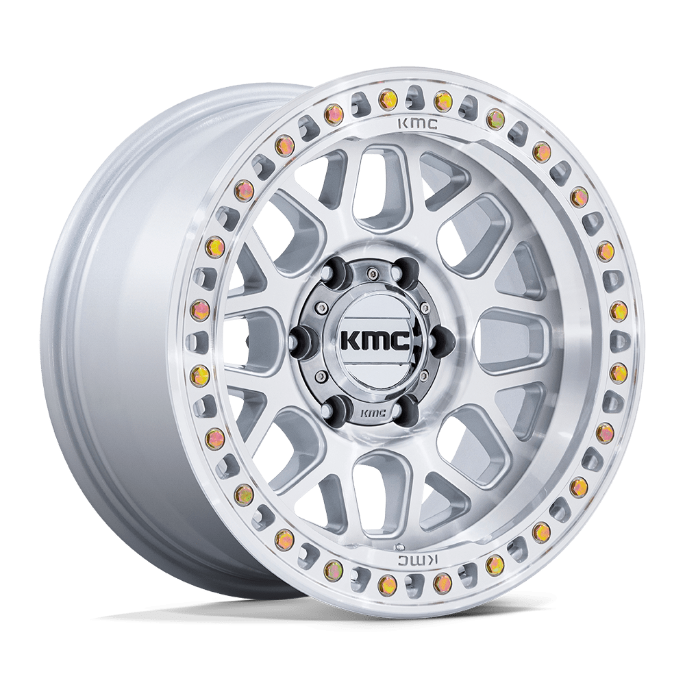 KMC Km549 Grs 18X9 8X165.1 +18MM Gloss Silver W/ Machined Face