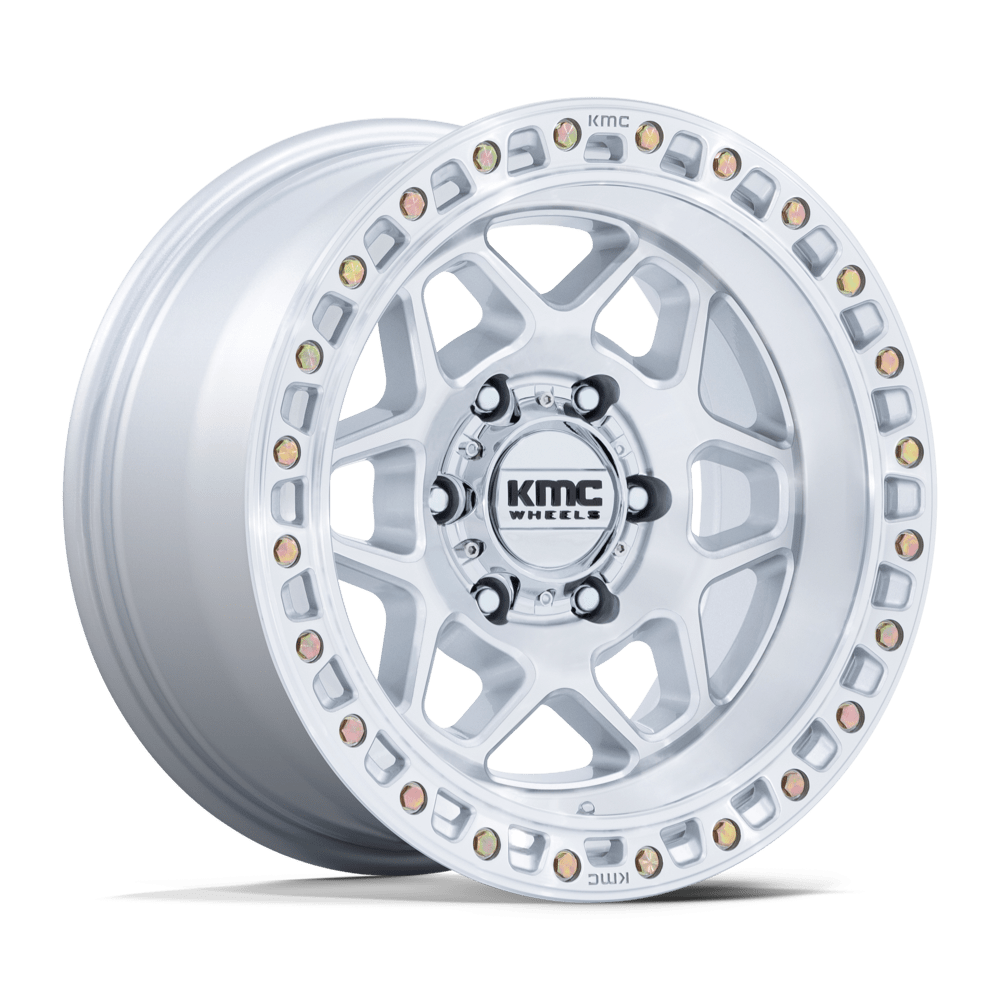 KMC Km553 Torx 17X9 5X127 -12MM Gloss Silver W/ Machined Face