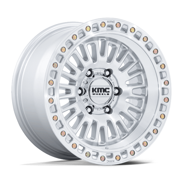 KMC Km554 Aztec 17X8.5 6X120 +25MM Gloss Silver W/ Machined Face
