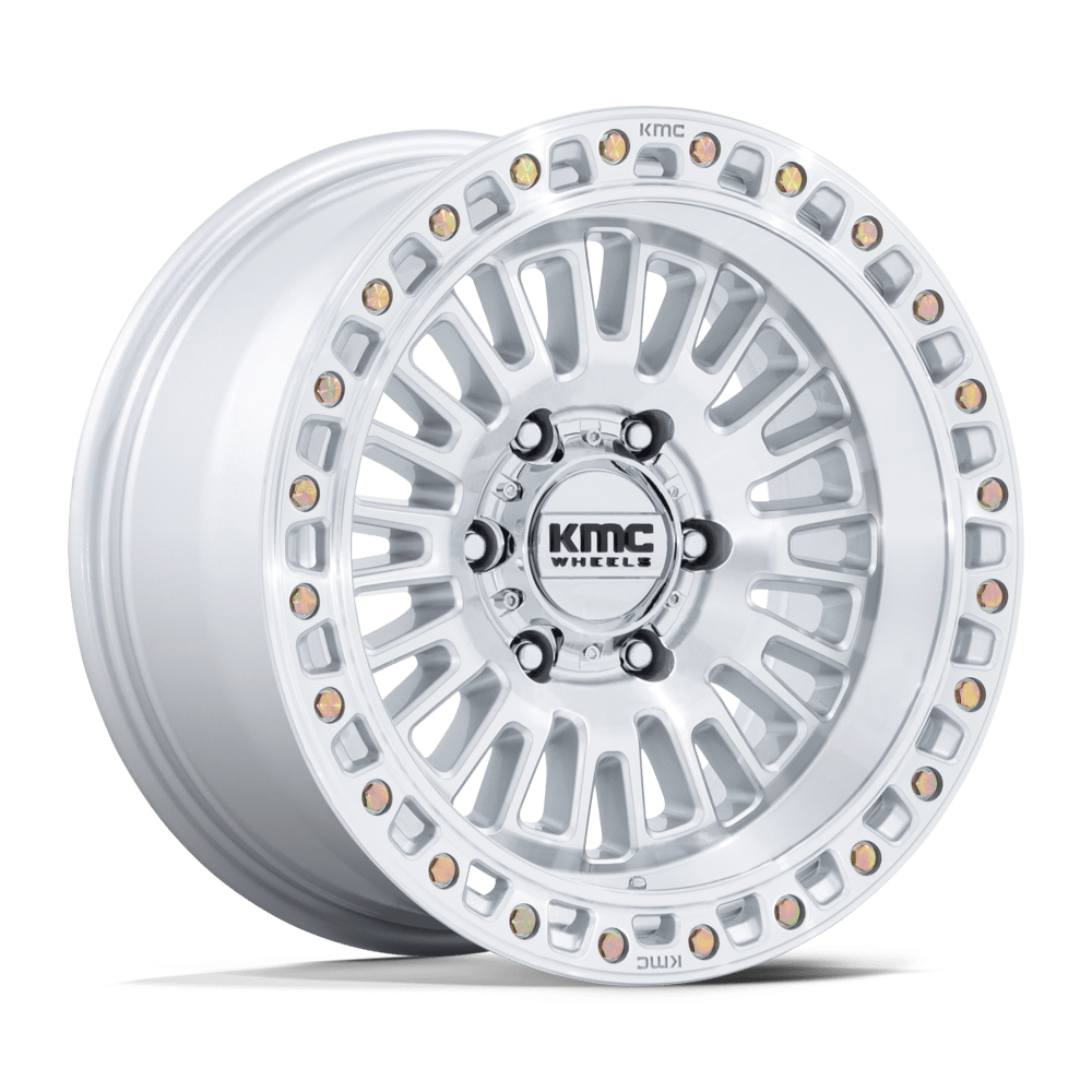 KMC Km554 Aztec 17X8.5 6X114.3 +0MM Gloss Silver W/ Machined Face
