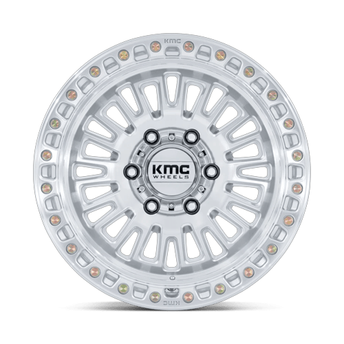 KMC Km554 Aztec 17X8.5 6X114.3 +25MM Gloss Silver W/ Machined Face
