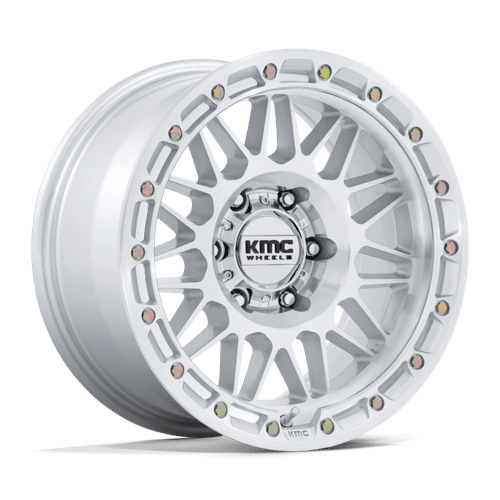 KMC Km555 Attack 17X8.5 6X139.7 -10MM Gloss Silver W/ Machined Face