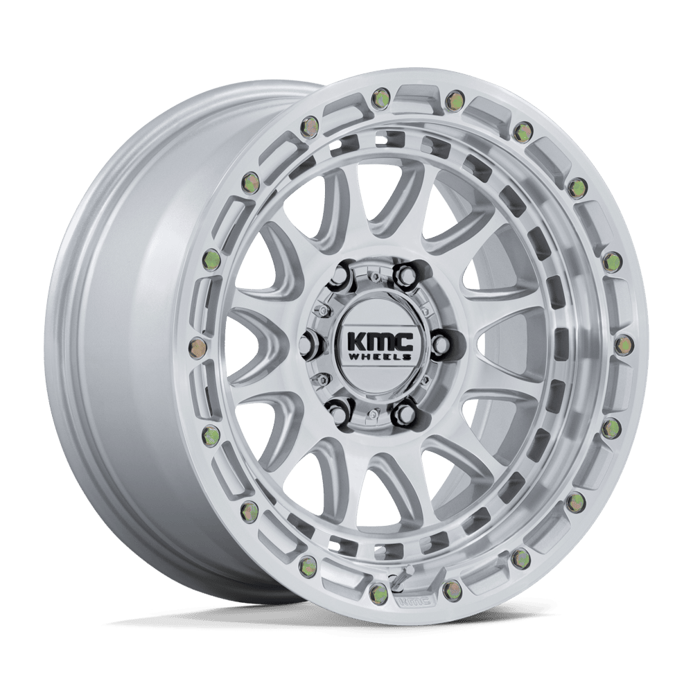 KMC Km556 Crux 17X8.5 6X139.7 +0MM Gloss Silver W/ Machined Face