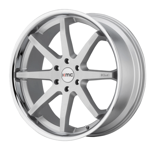 KMC Km715 Reverb 20X9 5X114.3 +30MM Brushed Silver W/ Chrome Lip