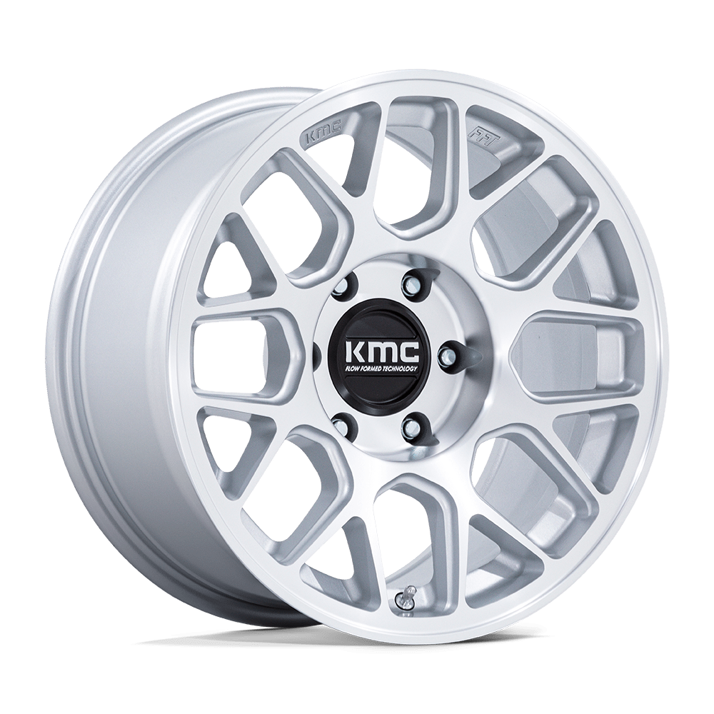 KMC Km730 Hatchet 17X8.5 5X127 -10MM Gloss Silver W/ Machined Face