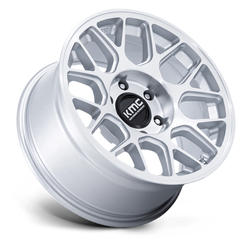 KMC Km730 Hatchet 17X8.5 5X127 +25MM Gloss Silver W/ Machined Face