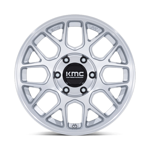KMC Km730 Hatchet 17X8.5 6X139.7 -10MM Gloss Silver W/ Machined Face