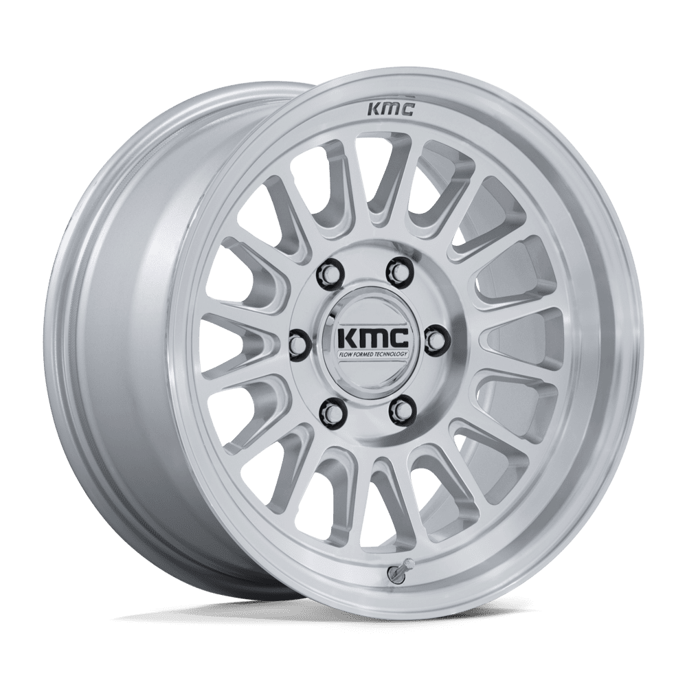 KMC Km733 Impact Fft 17X8.5 6X130 +25MM Gloss Silver W/ Machined Face
