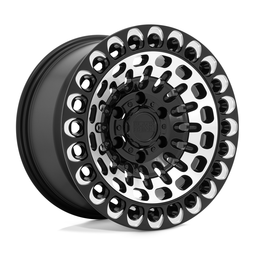 Black Rhino Hard Alloys Labyrinth 17X9.5 6X120 +12MM Gloss Black W Mach Face & Mill