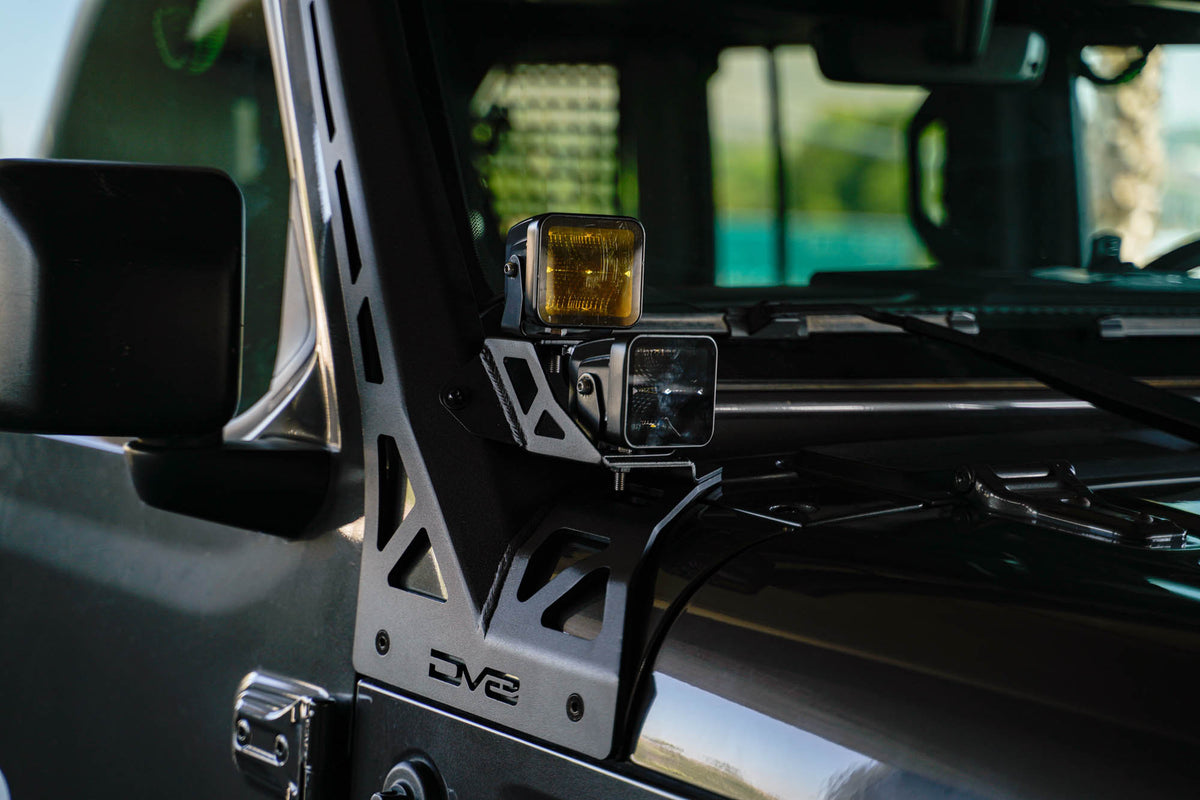 DV8 Offroad - Jeep Wrangler JL & Gladiator JT A-Pillar Dual Light Pod Mounts - LBJL-11