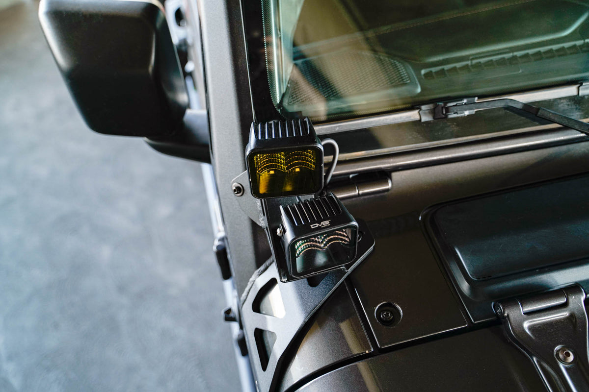 DV8 Offroad - Jeep Wrangler JL & Gladiator JT A-Pillar Dual Light Pod Mounts - LBJL-11