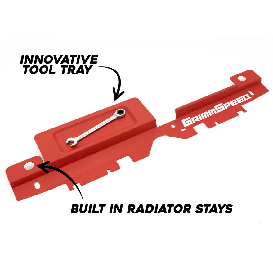 GrimmSpeed 05-09 Subaru Legacy/Outback Radiator Shroud w/Tool Tray - Textured Red