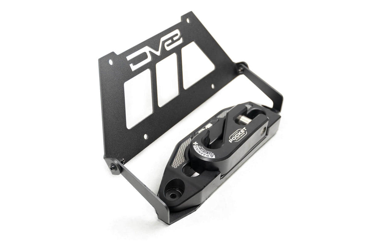 DV8 Offroad - Fairlead Mounted Flip-Up License Plate Bracket - LPBM-02