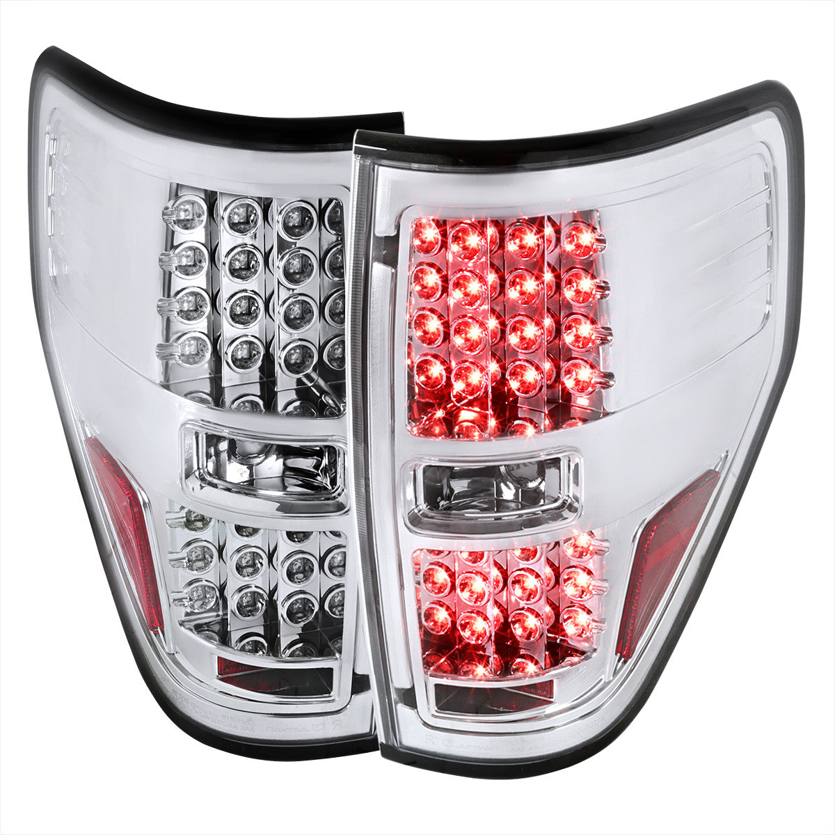 Spec-D Tuning - 2009-2014 Ford F-150 LED Tail Lights (Chrome Housing/Clear Lens) - LT-F15009CLED-TM