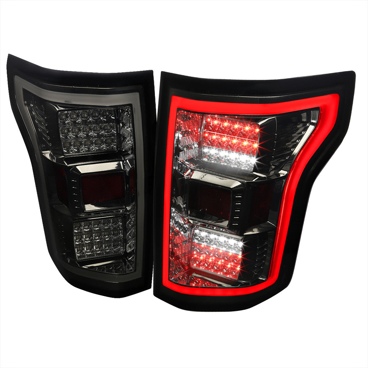 Spec-D Tuning - 2015-2017 Ford F-150 LED Tail Lights ( Chrome Housing/Smoked Lens) - LT-F15015GLED-TM