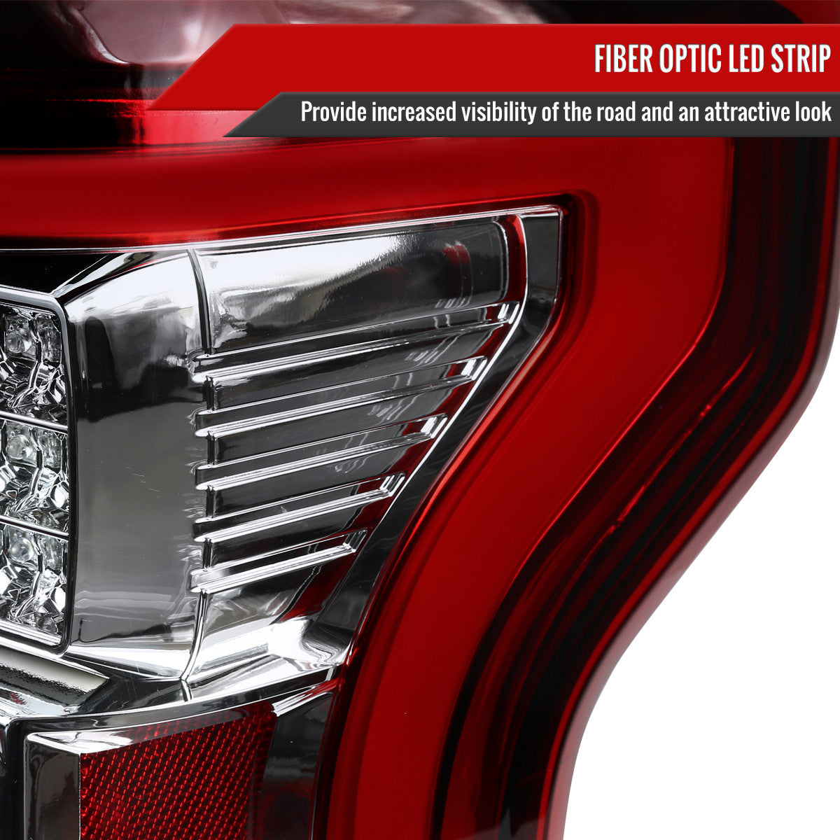 Spec-D Tuning - 2015-2017 Ford F-150 LED Tail Lights (Chrome Housing/Red Lens) - LT-F15015RLED-TM