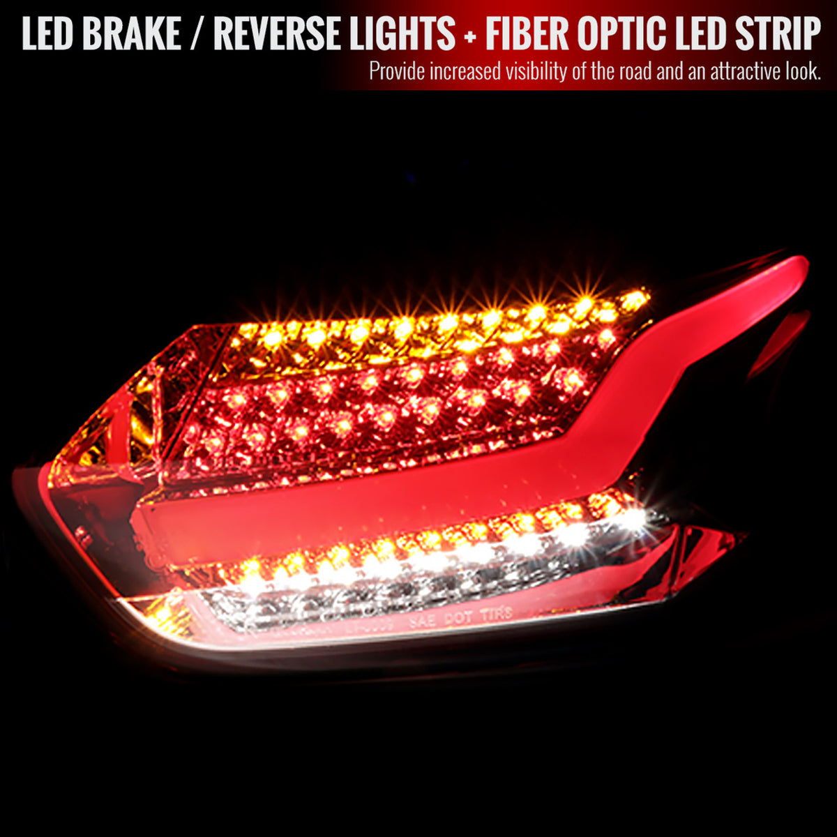 SPEC-D 15+ Focus ST RS Hatchback LED Tail Lights (Chrome Housing/Red Lens)