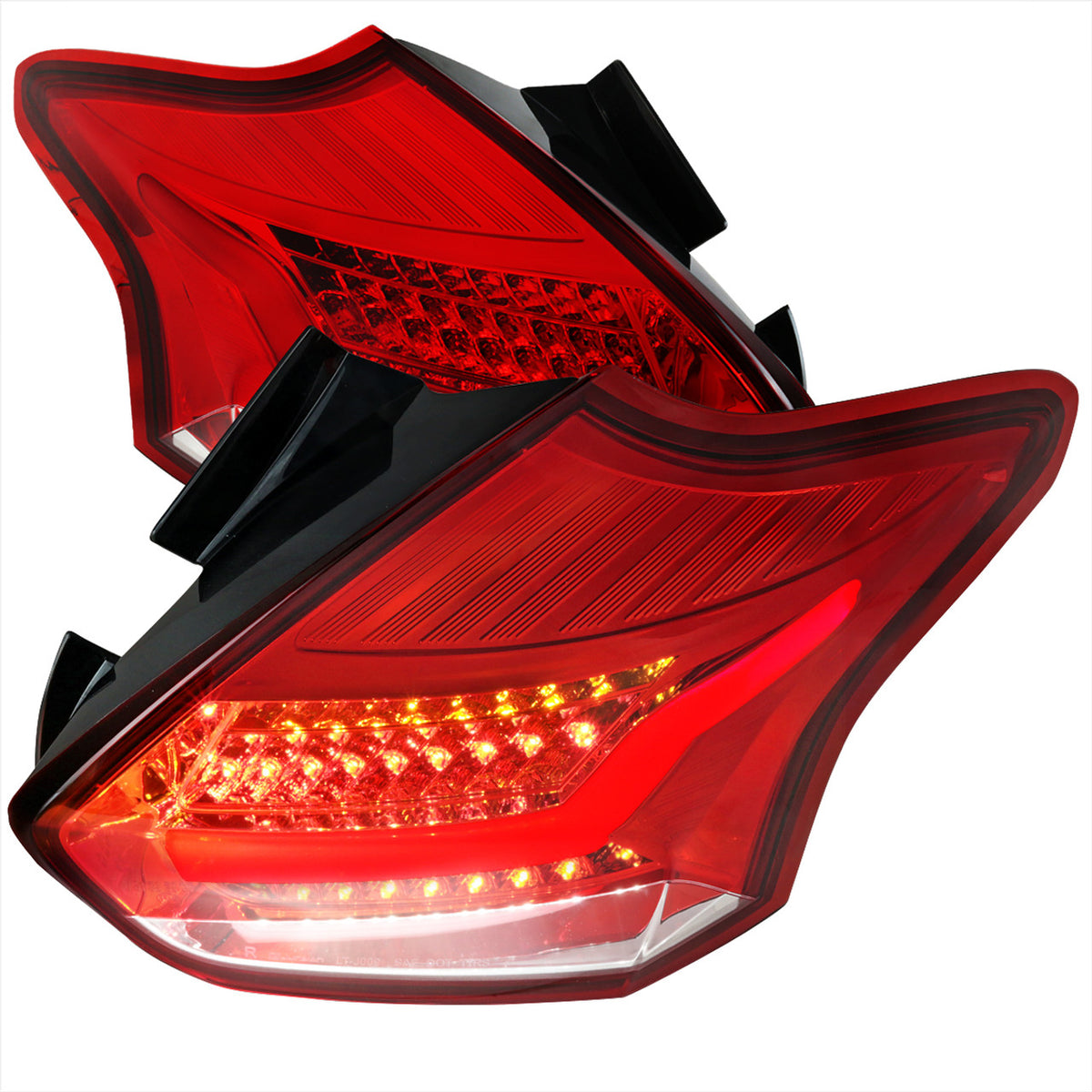 SPEC-D 15+ Focus ST RS Hatchback LED Tail Lights (Chrome Housing/Red Lens)