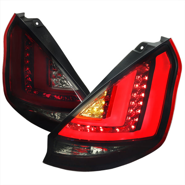 SPEC-D 11-13 Ford Fiesta Hatchback LED Tail Lights (Chrome Housing/Red Smoke Lens) for 2011-2013 Ford Fiesta - front view
