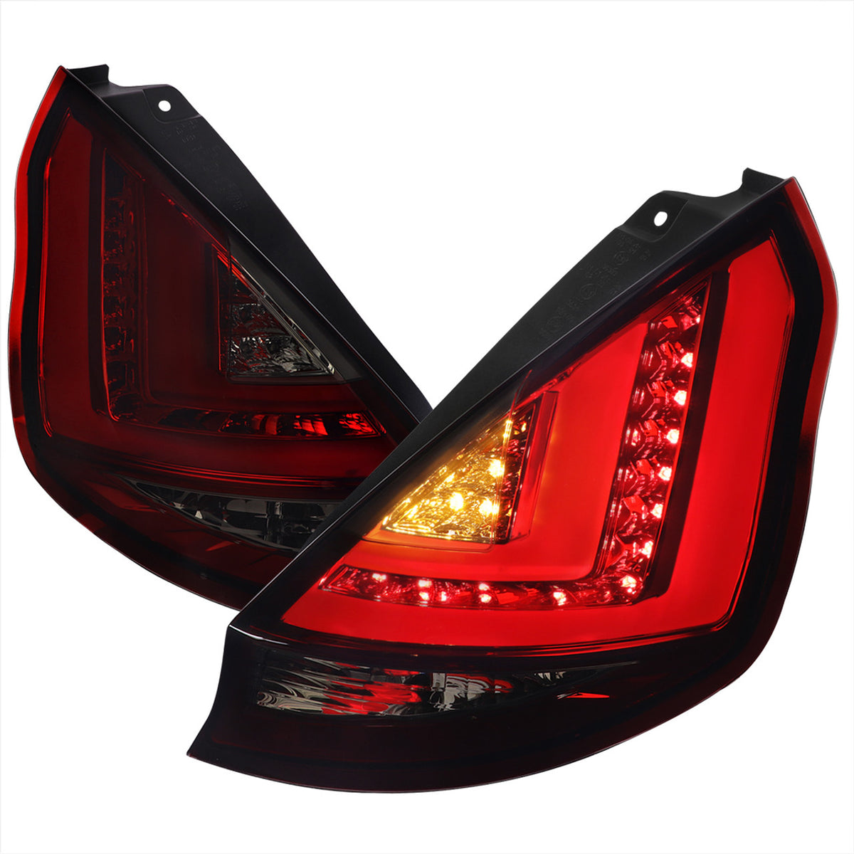 Spec-D 14-19 Ford Fiesta Hatchback LED Bar Tail Light - New - No repining Required -Chrome Housing-Red Smoke Lens