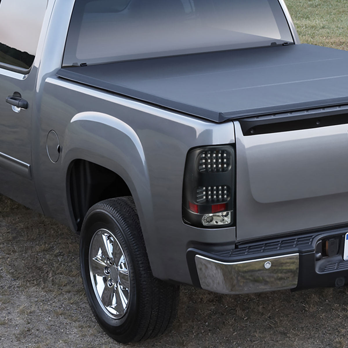 Spec-D Tuning - 2007-2013 GMC Sierra 1500 / 2007-2014 Sierra 2500HD 3500HD LED Tail Lights - V2 (Matte Black Housing/Clear Lens) - LT-SIE07JMLED-V2-TM
