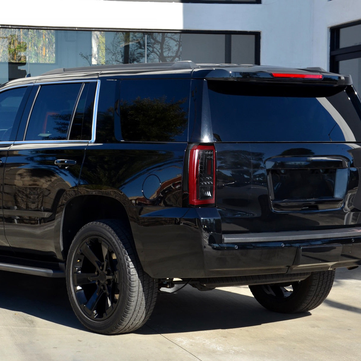 Spec-D Tuning - 2015-2020 Chevrolet Tahoe/Suburban LS LT LTZ Premier LED Tail Lights (Jet Black Housing/Clear Lens) - LT-TAH15BKLED-TM