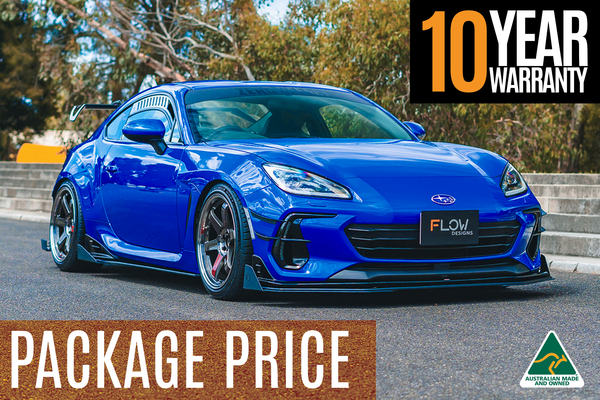 Flow Designs - ZD8 BRZ STI Full Lip Splitter Set (GLOSS BLACK) for 2022-2025 Subaru BRZ - front view