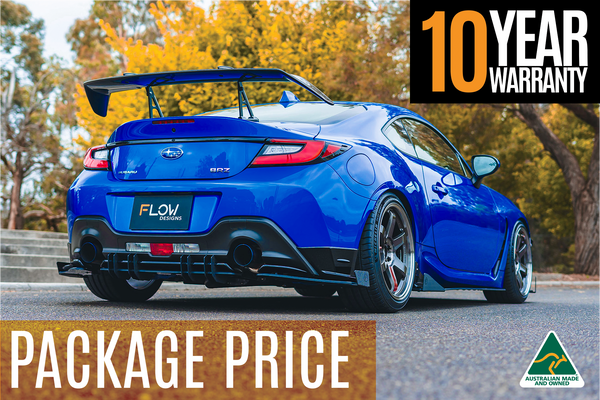 Flow Designs - ZD8 BRZ STI Full Lip Splitter Set (TEXTURED BLACK) for 2022-2025 Subaru BRZ - front view