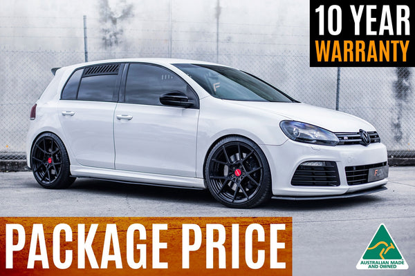 Flow Designs - MK6 Golf R Full Lip Splitter Set for 2012-2013 Volkswagen Golf R - front view