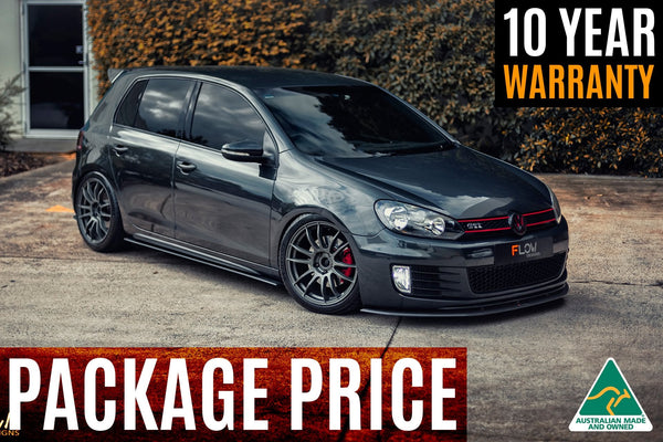 Flow Designs - MK6 Golf GTI Full Lip Splitter Set for 2010-2014 Volkswagen GTI - front view