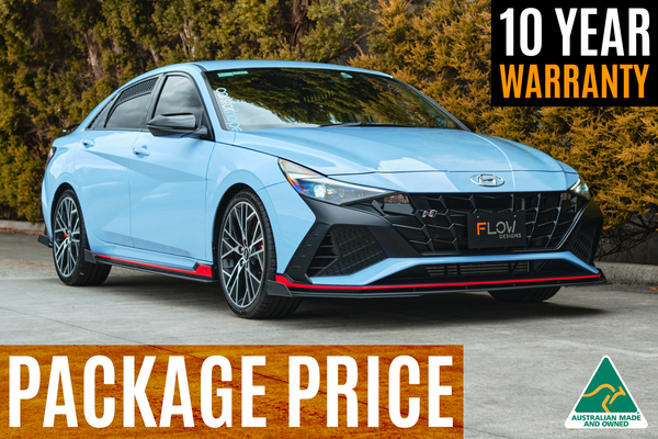 Flow Designs - CN7 Elantra N Sedan 21-23 Full Lip Splitter Set for 2022-2023 Hyundai Elantra N - front view