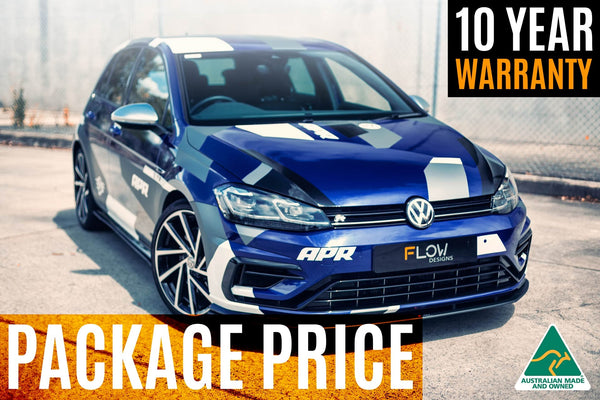 Flow Designs - MK7.5 Golf R Full Lip Splitter Set with Flow-Lock Rear Diffuser for 2018-2019 Volkswagen Golf R - front view