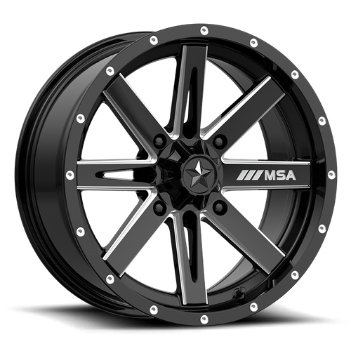 MSA Offroad Wheels M41 Boxer Utv 14X7 4X137 +10MM Gloss Black Milled