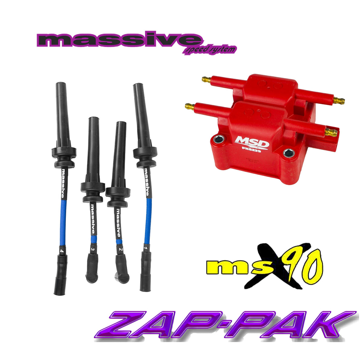Massive ZAP-PAK Ignition Kit MSD Coil MSX90 Performance Spark Plug Cables Wires NEON SRT 4 2.4 - Massive Speed System