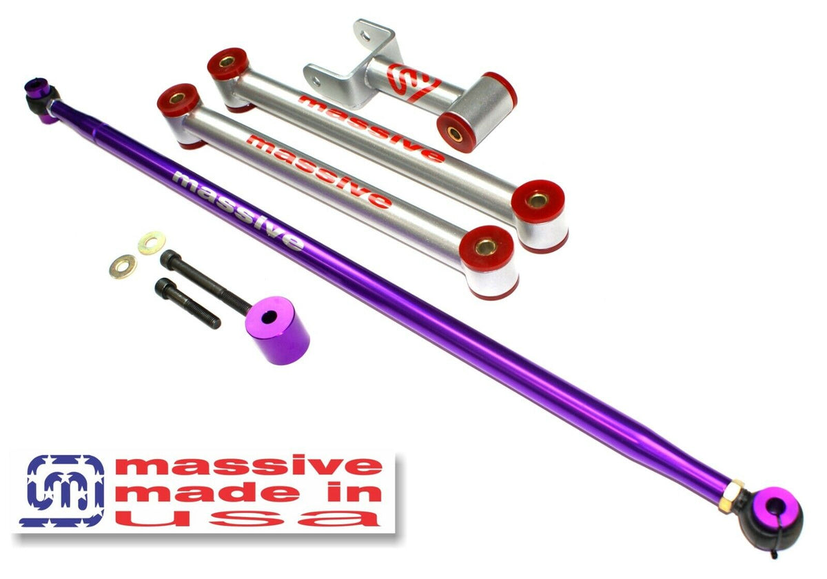 Massive Speed complete TRACTION SATISFACTION System Mustang &#39;05+ GT 4.6L 3V V8 - 4.0L V6 - GT 500 5.4L SC Upper Lower Control Arms Adjustable Geometry Corrected Panhard Bar - Massive Speed System