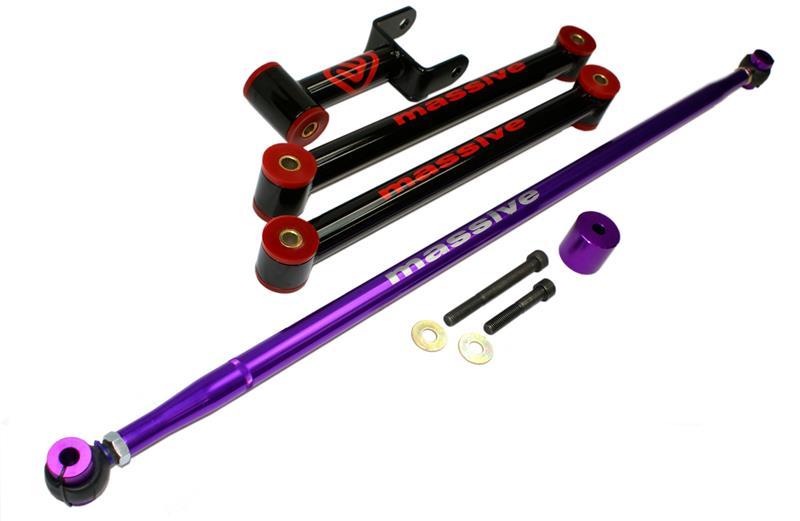 Massive Speed complete TRACTION SATISFACTION System Mustang '05+ GT 4.6L 3V V8 - 4.0L V6 - GT 500 5.4L SC Upper Lower Control Arms Adjustable Geometry Corrected Panhard Bar - Massive Speed System