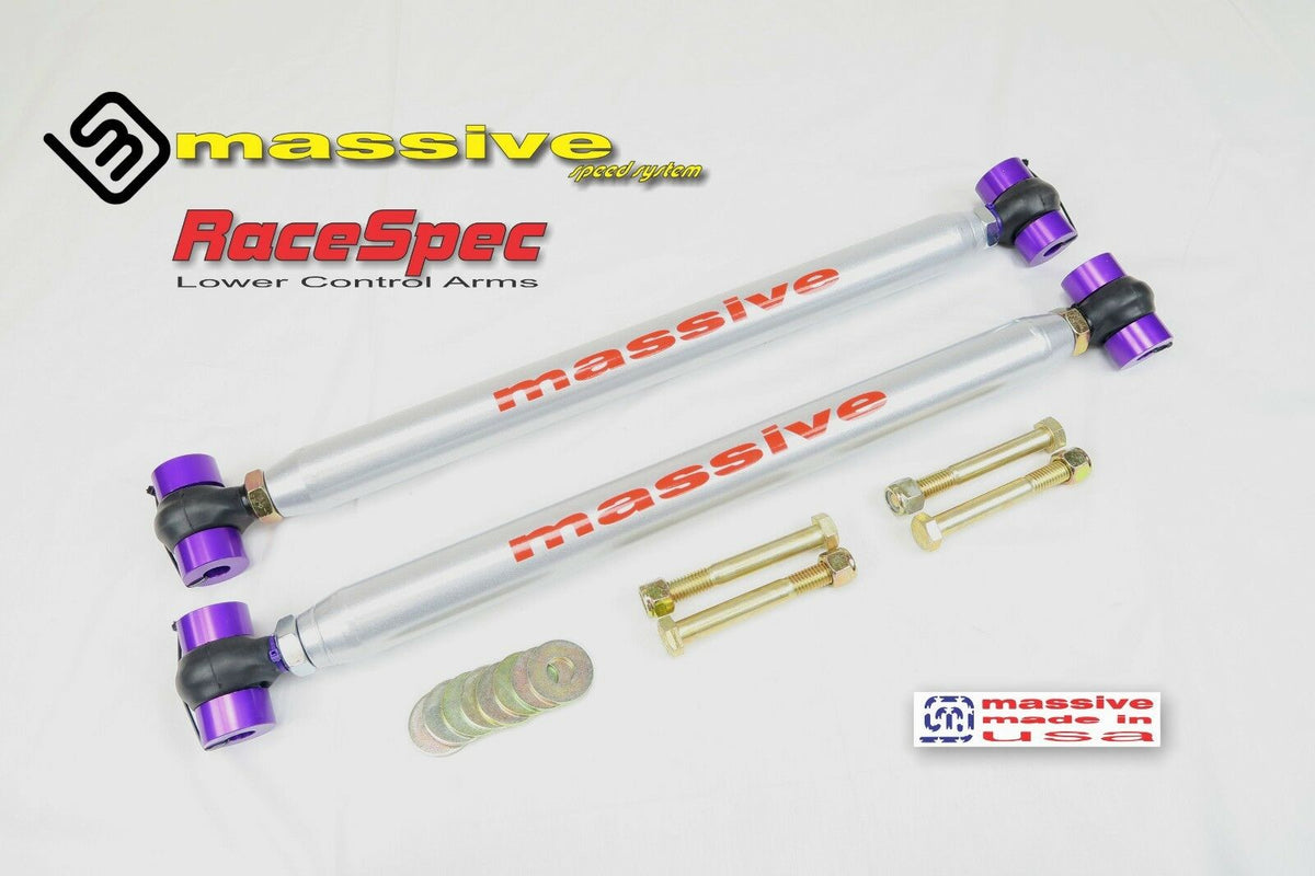 Massive Speed Race Spec Series Adjustable Rear Lower Control Arms With Protective Boots  GM A Body 1964-1972