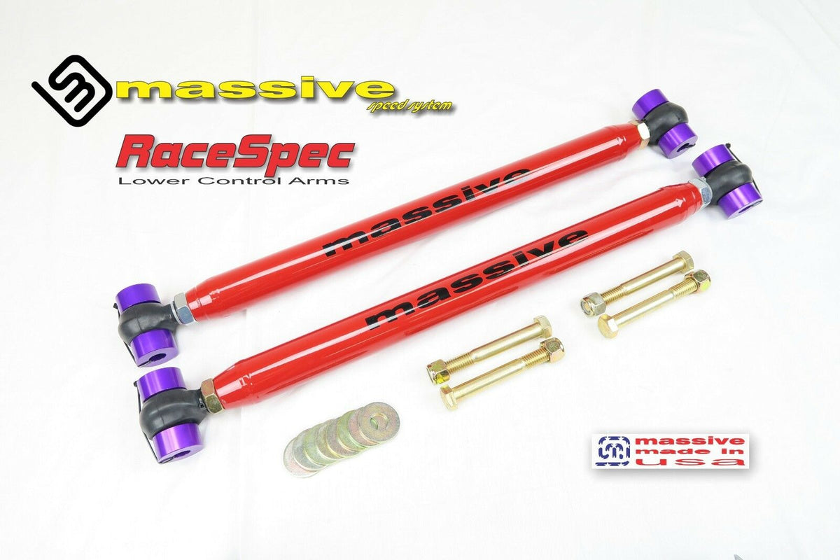 Massive Speed Race Spec Series Adjustable Rear Lower Control Arms With Protective Boots  GM A Body 1964-1972