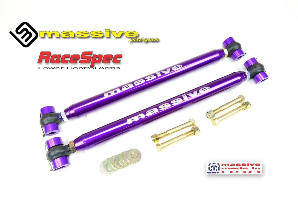 Massive Speed Race Spec Series Adjustable Rear Lower Control Arms With Protective Boots  GM A Body 1964-1972