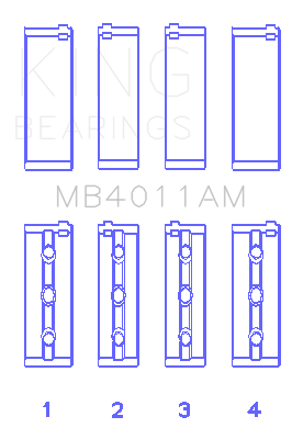 King Engine Bearings Toyota 1Mzfe (Size +0.75mm) Main Bearing Set - MB4011AM0.75