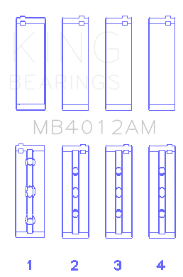 King Engine Bearings Toyota 5Vzfe (Size +1.0mm) Main Bearing Set - MB4012AM1.0