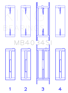 King Ford 232 (Size 0.25) Main Bearing Set - MB4034SI0.25