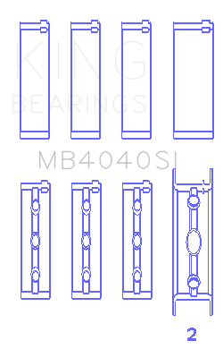 King Engine Bearings Chrysler 215 Ohv (Size +0.50mm) Main Bearing Set - MB4040SI0.5