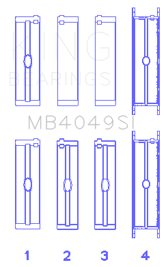 King Engine Bearings Opel C25Xa/X25Xa (Size +0.25mm) Main Bearing Set - MB4049SI0.25