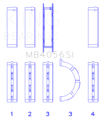 King Crankshaft Main Bearing 0.5mm (Oversize) Ford Duratec V6 - MB4056SI0.5