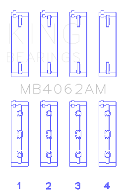 King Engine Bearings Honda/Acura C32A1/C32A6/C35A1 (Size +0.50mm) Main Bearing Set - MB4062AM0.5