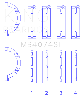 King Engine Bearings Chrysler 2.7L (Size +0.25mm) Main Bearing Set - MB4074SI0.25
