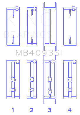 King Engine Bearings ChevrolET/Jeep 173Ci 2.8L (Size +0.75mm) Main Bearing Set - MB4093SI0.75