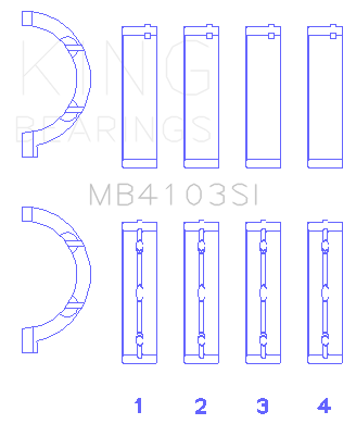 King Engine Bearings Chrysler 197 (Size +0.50mm) Main Bearing Set - MB4103SI0.5